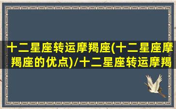 十二星座转运摩羯座(十二星座摩羯座的优点)/十二星座转运摩羯座(十二星座摩羯座的优点)-我的网站