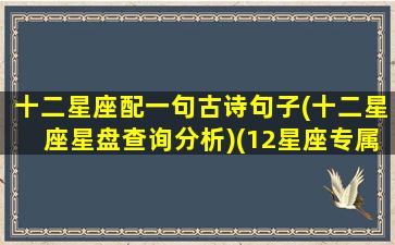 十二星座配一句古诗句子(十二星座星盘查询分析)(12星座专属诗句)