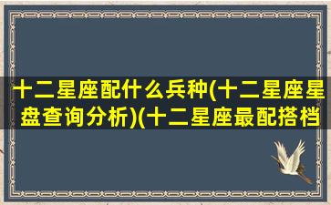 十二星座配什么兵种(十二星座星盘查询分析)(十二星座最配搭档)