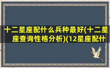 十二星座配什么兵种最好(十二星座查询性格分析)(12星座配什么动物)