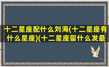 十二星座配什么刘海(十二星座有什么星座)(十二星座留什么发最好看)