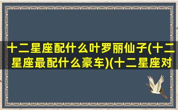 十二星座配什么叶罗丽仙子(十二星座最配什么豪车)(十二星座对叶罗丽仙子)