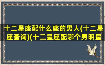 十二星座配什么座的男人(十二星座查询)(十二星座配哪个男明星)