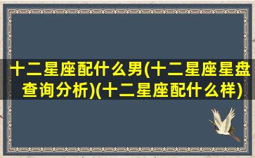 十二星座配什么男(十二星座星盘查询分析)(十二星座配什么样)