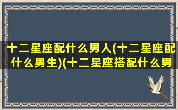 十二星座配什么男人(十二星座配什么男生)(十二星座搭配什么男生)