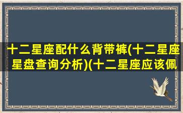 十二星座配什么背带裤(十二星座星盘查询分析)(十二星座应该佩戴的饰品)