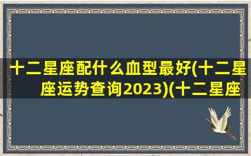 十二星座配什么血型最好(十二星座运势查询2023)(十二星座最般配的)