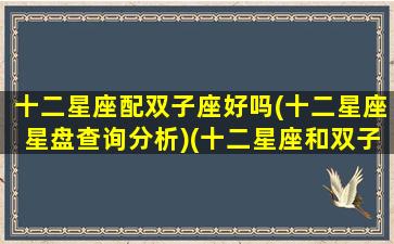 十二星座配双子座好吗(十二星座星盘查询分析)(十二星座和双子座的关系)
