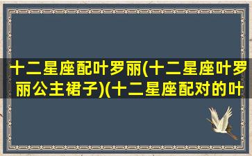 十二星座配叶罗丽(十二星座叶罗丽公主裙子)(十二星座配对的叶罗丽)