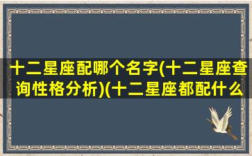 十二星座配哪个名字(十二星座查询性格分析)(十二星座都配什么星座)