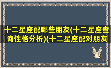 十二星座配哪些朋友(十二星座查询性格分析)(十二星座配对朋友)