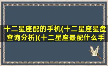 十二星座配的手机(十二星座星盘查询分析)(十二星座最配什么手机)