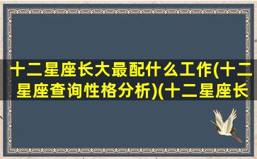 十二星座长大最配什么工作(十二星座查询性格分析)(十二星座长大适合干什么工作)