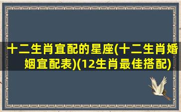 十二生肖宜配的星座(十二生肖婚姻宜配表)(12生肖最佳搭配)