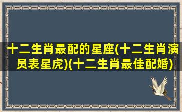 十二生肖最配的星座(十二生肖演员表星虎)(十二生肖最佳配婚)