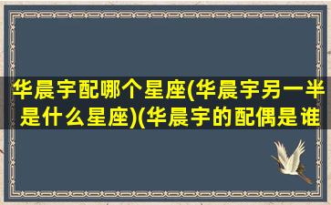 华晨宇配哪个星座(华晨宇另一半是什么星座)(华晨宇的配偶是谁)