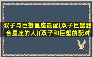 双子与巨蟹星座最配(双子巨蟹混合星座的人)(双子和巨蟹的配对指数是多少)