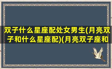 双子什么星座配处女男生(月亮双子和什么星座配)(月亮双子座和月亮处女座)