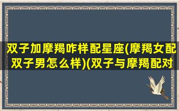 双子加摩羯咋样配星座(摩羯女配双子男怎么样)(双子与摩羯配对)