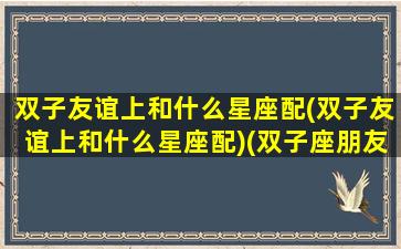 双子友谊上和什么星座配(双子友谊上和什么星座配)(双子座朋友配对的星座)