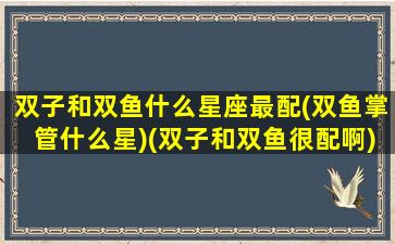 双子和双鱼什么星座最配(双鱼掌管什么星)(双子和双鱼很配啊)