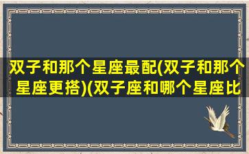 双子和那个星座最配(双子和那个星座更搭)(双子座和哪个星座比较般配)