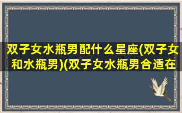 双子女水瓶男配什么星座(双子女和水瓶男)(双子女水瓶男合适在一起吗)