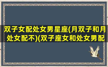 双子女配处女男星座(月双子和月处女配不)(双子座女和处女男配对指数)