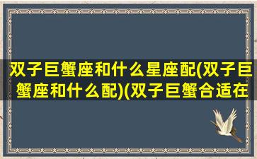 双子巨蟹座和什么星座配(双子巨蟹座和什么配)(双子巨蟹合适在一起吗)