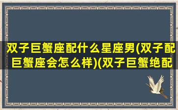 双子巨蟹座配什么星座男(双子配巨蟹座会怎么样)(双子巨蟹绝配)