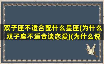 双子座不适合配什么星座(为什么双子座不适合谈恋爱)(为什么说双子座不配拥有爱情)