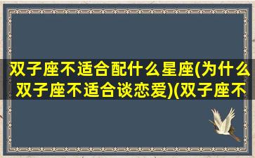 双子座不适合配什么星座(为什么双子座不适合谈恋爱)(双子座不能和什么座玩)