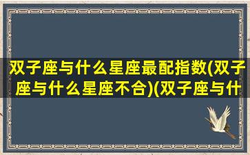 双子座与什么星座最配指数(双子座与什么星座不合)(双子座与什么星座配对)