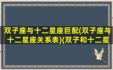 双子座与十二星座巨配(双子座与十二星座关系表)(双子和十二星座配对比重)