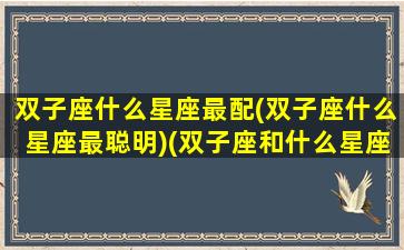 双子座什么星座最配(双子座什么星座最聪明)(双子座和什么星座最绝配)