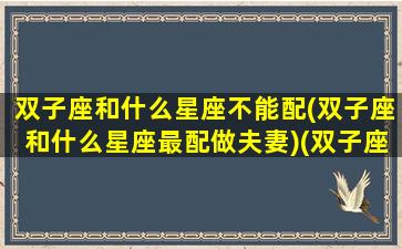 双子座和什么星座不能配(双子座和什么星座最配做夫妻)(双子座跟什么星座不合)