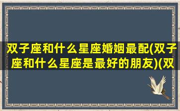 双子座和什么星座婚姻最配(双子座和什么星座是最好的朋友)(双子座和什么星座最契合)