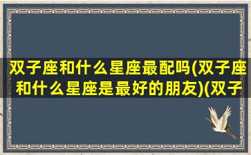 双子座和什么星座最配吗(双子座和什么星座是最好的朋友)(双子座和什么星座更配)