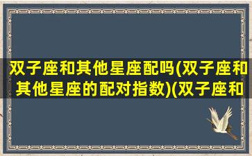 双子座和其他星座配吗(双子座和其他星座的配对指数)(双子座和其他星座是什么关系)