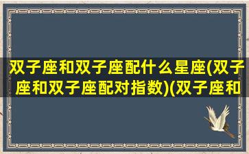 双子座和双子座配什么星座(双子座和双子座配对指数)(双子座和双子座配对吗)