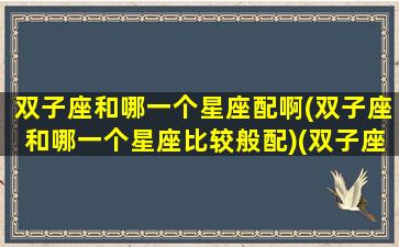 双子座和哪一个星座配啊(双子座和哪一个星座比较般配)(双子座跟哪个星座配)