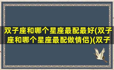 双子座和哪个星座最配最好(双子座和哪个星座最配做情侣)(双子座和哪个星座最般配排行榜)