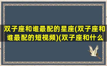 双子座和谁最配的星座(双子座和谁最配的短视频)(双子座和什么星座视频)