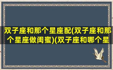 双子座和那个星座配(双子座和那个星座做闺蜜)(双子座和哪个星座做闺蜜)