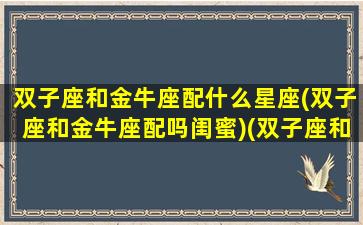 双子座和金牛座配什么星座(双子座和金牛座配吗闺蜜)(双子座和金牛座的配对指数是多少)