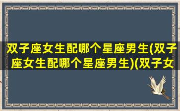 双子座女生配哪个星座男生(双子座女生配哪个星座男生)(双子女配什么星座的男生最好)