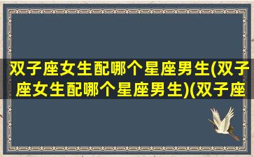 双子座女生配哪个星座男生(双子座女生配哪个星座男生)(双子座女生最配什么星座男)