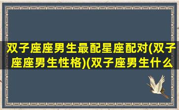 双子座座男生最配星座配对(双子座座男生性格)(双子座男生什么座最配对)