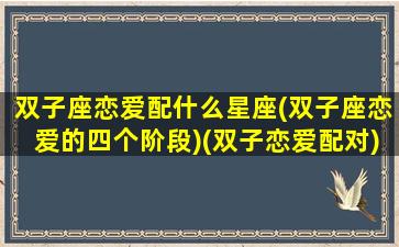 双子座恋爱配什么星座(双子座恋爱的四个阶段)(双子恋爱配对)