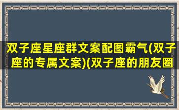 双子座星座群文案配图霸气(双子座的专属文案)(双子座的朋友圈说说)